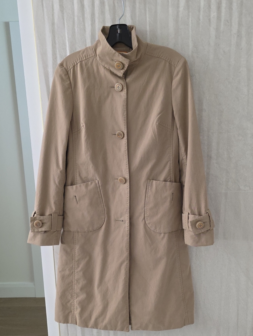 Tory Burch Beige Stand-Collar Trench Coat